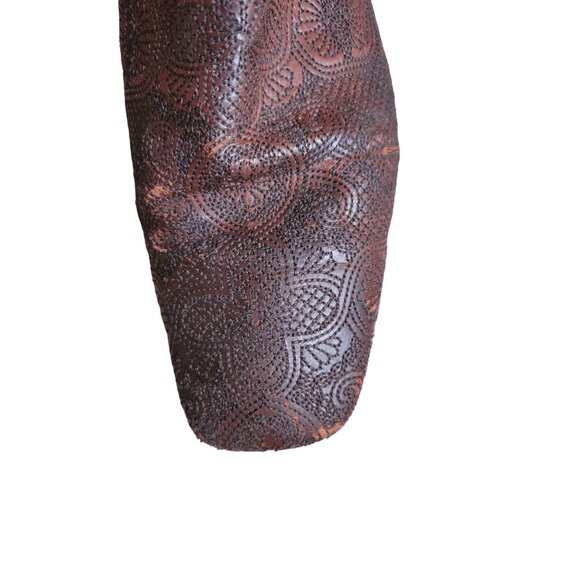 Prada Leather Boots 10 US 11 Brown Soft Flowers Cotto Embroidered - Picture 14 of 14